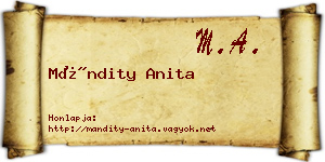 Mándity Anita névjegykártya